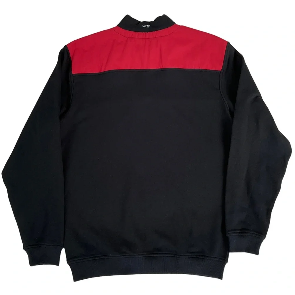 Vineyard Vines 1/4 Zip Pullover Sweatshirt Black Red Shirt Men’s M - Picture 4 of 16